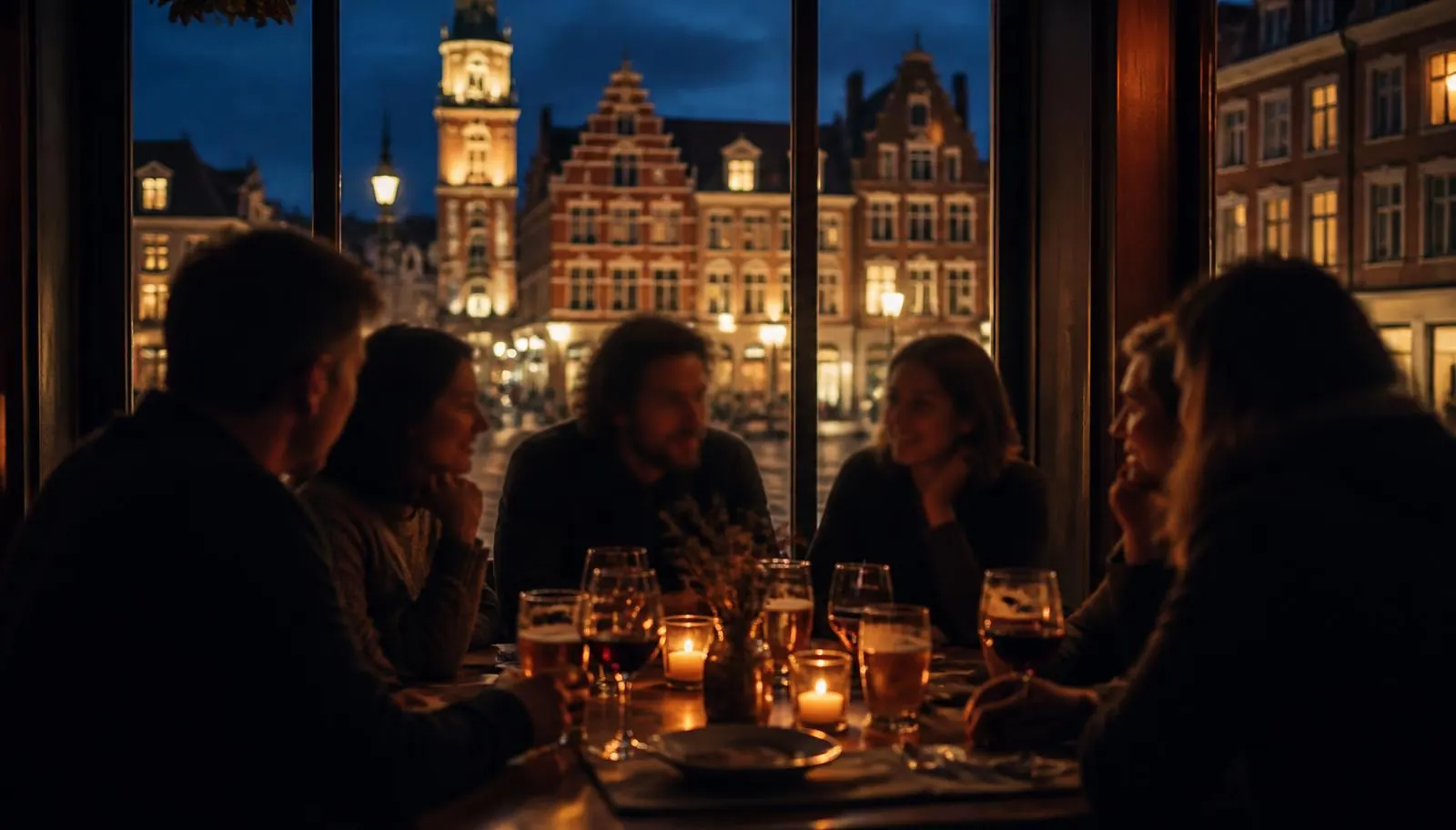Une tablée de six convives un soir de semaine dans un restaurant à Lille