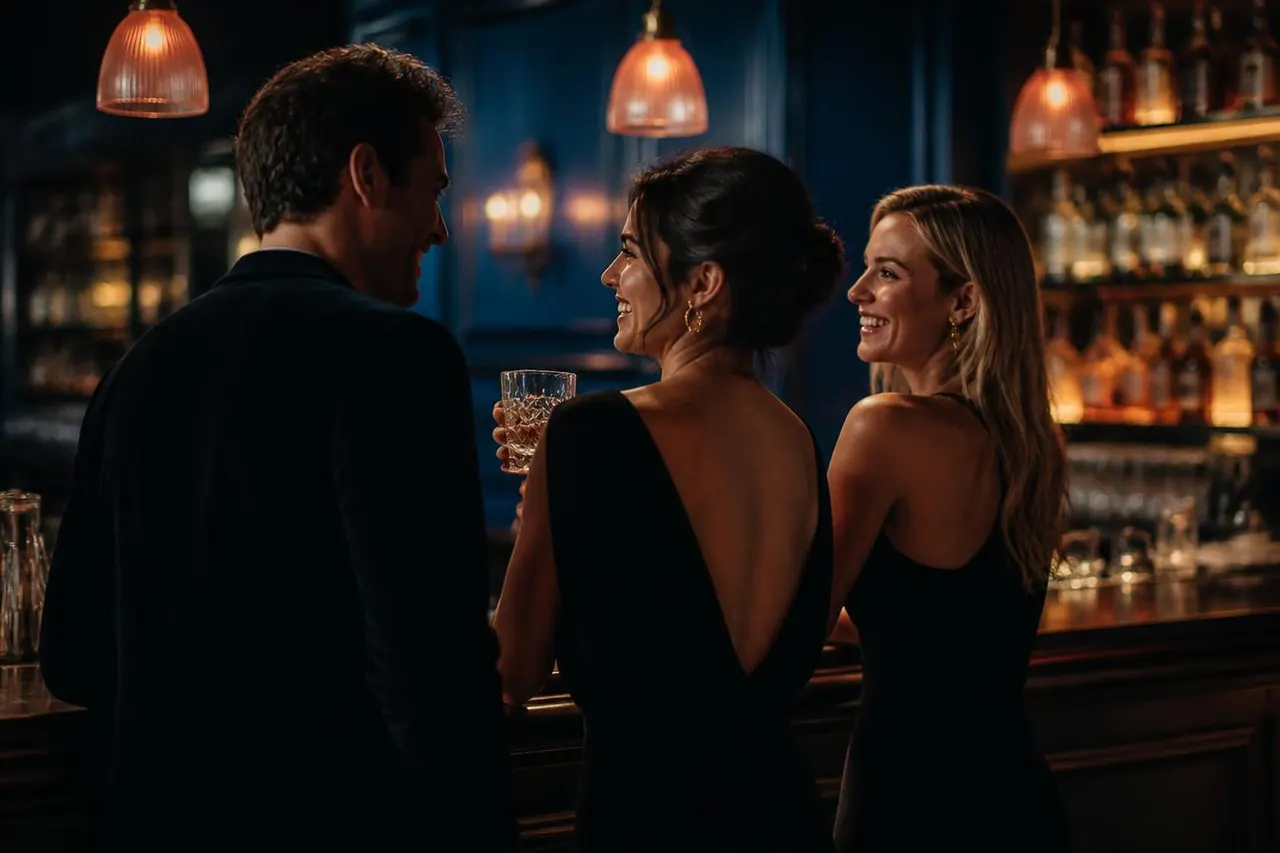 Verres posés sur le comptoir d'un bar lors d'un afterwork