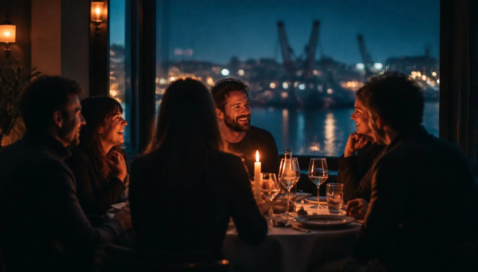 Une tablée de six convives un soir de semaine dans un restaurant à Brest